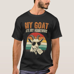 Funny Goat Ate My Homework Vintage Farm Animal Ret T-Shirt