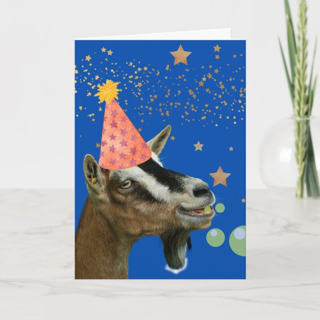 Funny Goat Birthday Burping Celebrate Card (Front)