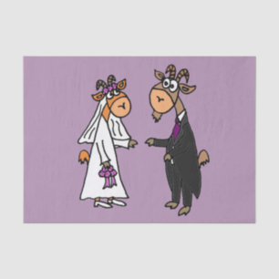 Funny Goat Bride and Groom Wedding Tissue Paper