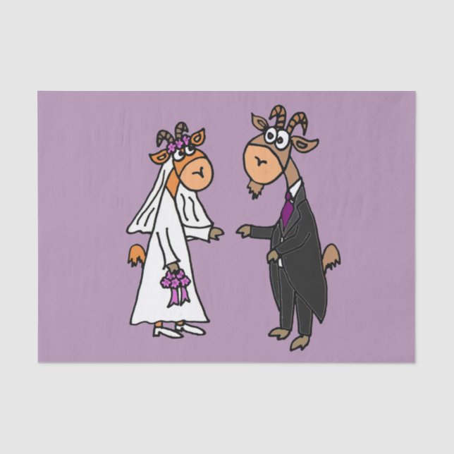 Funny Goat Bride and Groom Wedding Tissue Paper (Front)