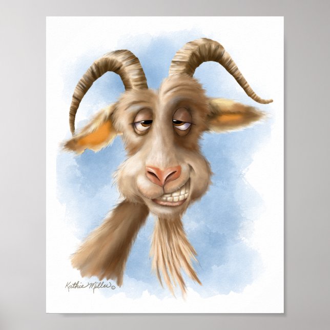 Funny Goat Cartoon Poster (Front)