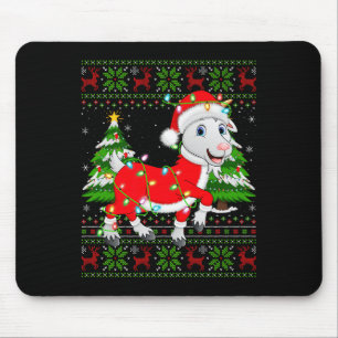 Funny Goat Christmas Lights Santa Costume Ugly Xma Mouse Pad