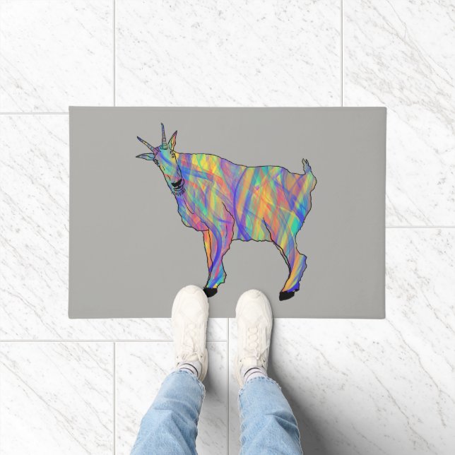 Funny Goat Colorful Animal Art Doormat (Indoor)