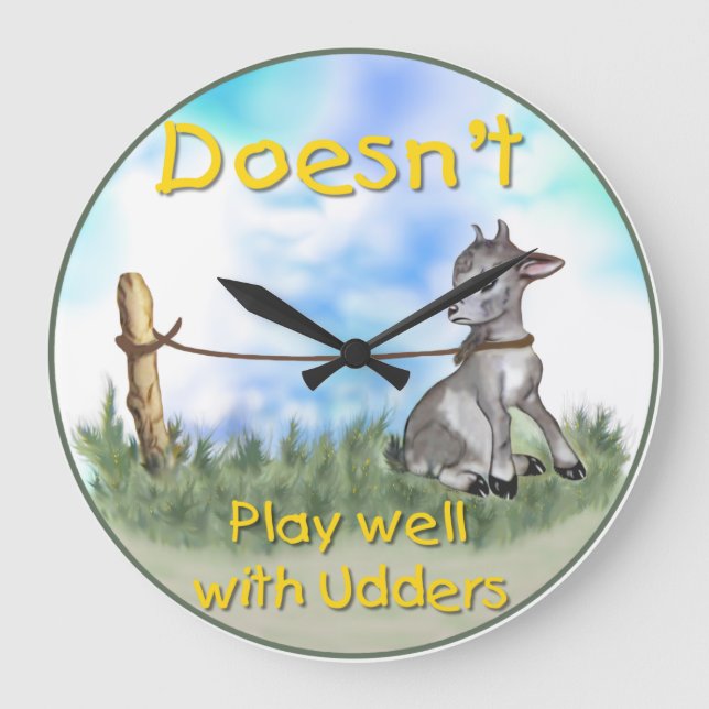 Funny Goat Doesnt Play Well with Udders Wall Clock (Front)