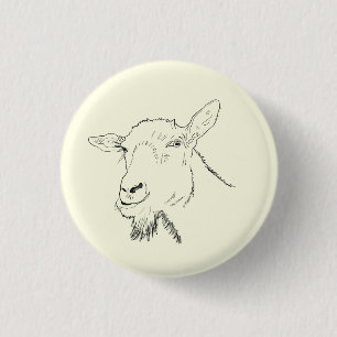 Funny Goat Line Drawing Animal Art Design 3 Cm Round Badge