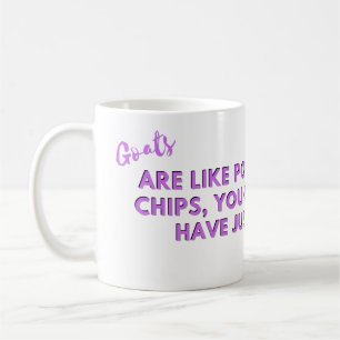 Funny Goat Quote: Goats are Potato Chips Purple Coffee Mug