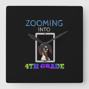 Funny Goat Virtual 4th Grader Back To School 2020 Square Wall Clock
