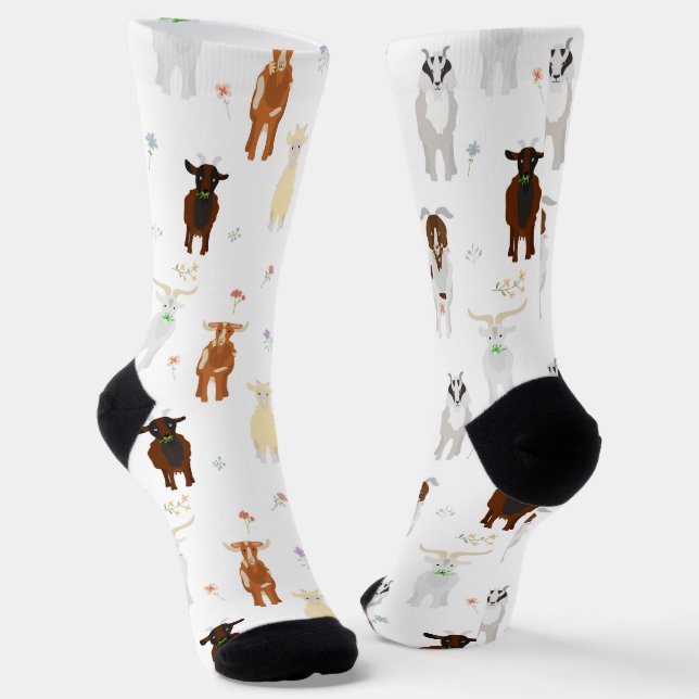 Funny Goats Farm Animals Socks (Angled)