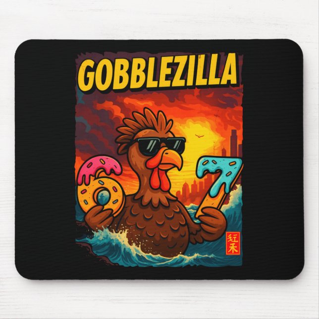 Funny Gobblezilla Meme Thanksgiving And 6-7 Christ Mouse Pad (Front)