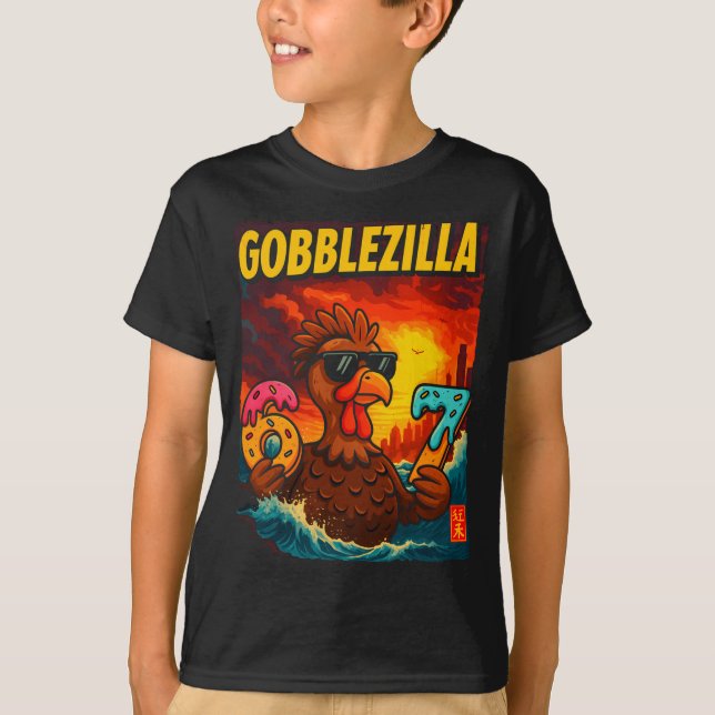 Funny Gobblezilla Meme Thanksgiving And 6-7 Christ T-Shirt (Front)