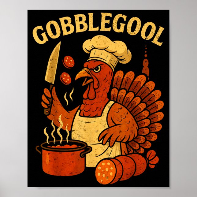 Funny Gobbol Italian Gobble Turkey Day Fall Thanks Poster (Front)