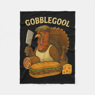 Funny Gobbol Turkey Baker Thanksgiving Fleece Blanket