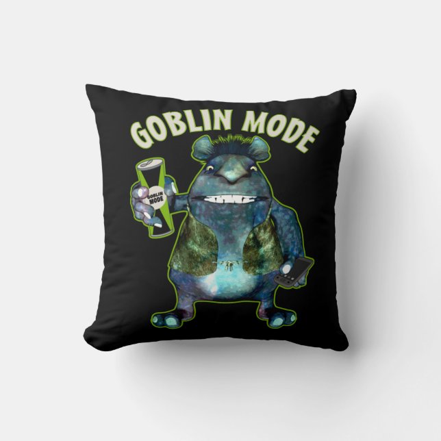 Funny Goblin Mode Lazy Troll Slobbin Antisocial  T Cushion (Front)
