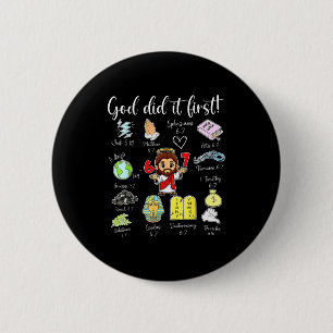Funny God Did It First 67 Meme Jesus Christian Bib 6 Cm Round Badge