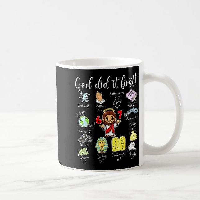 Funny God Did It First 67 Meme Jesus Christian Bib Coffee Mug (Right)