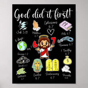 Funny God Did It First 67 Meme Jesus Christian Bib Poster