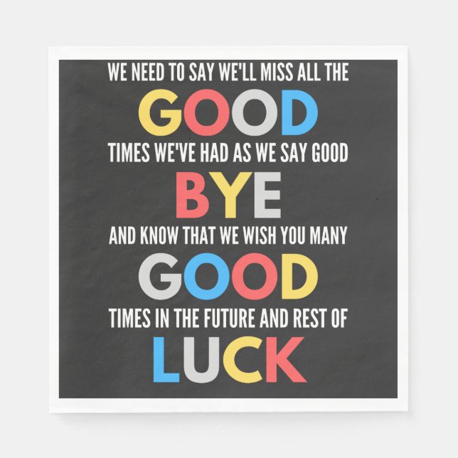 Funny Going Away Farewell Napkin (Front)