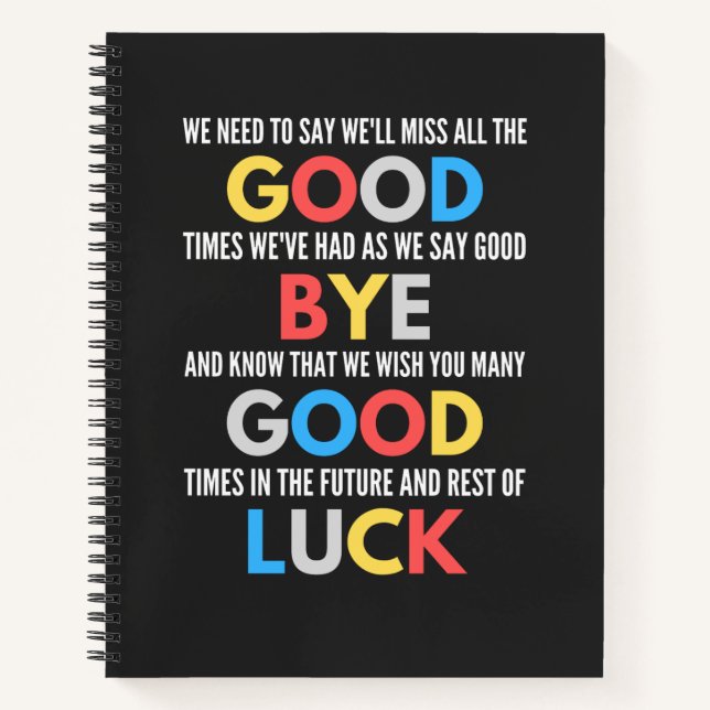 Funny Going Away Farewell Notebook (Front)