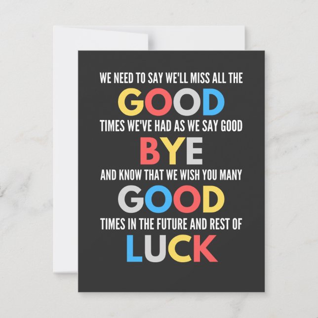 Funny Going Away Farewell Thank You Card (Front)