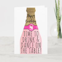 Funny gold pink bubbly illustration birthday