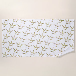 Funny Golden Crown - luxury royal 1 Beach Towel
