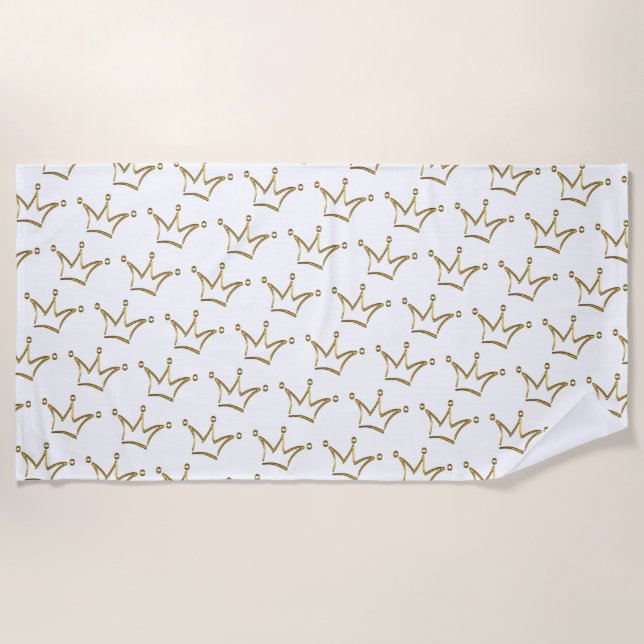 Funny Golden Crown - luxury royal 1 Beach Towel (Front)