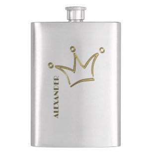 Funny Golden Crown - luxury royal 1 Hip Flask