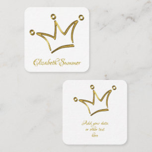 Funny Golden Crown - luxury royal 1 Square Business Card