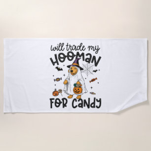 Funny Golden Dog Halloween Ghost Spooky Beach Towel