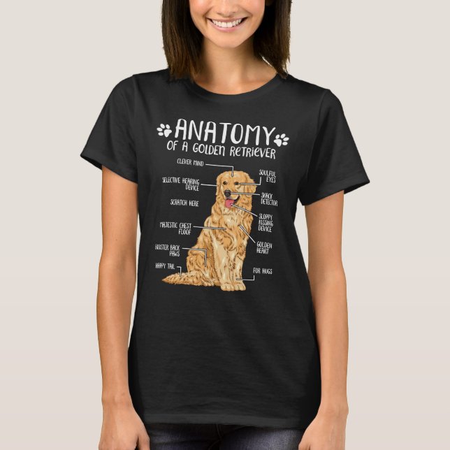 Funny Golden Retriever Anatomy Dog T-Shirt (Front)