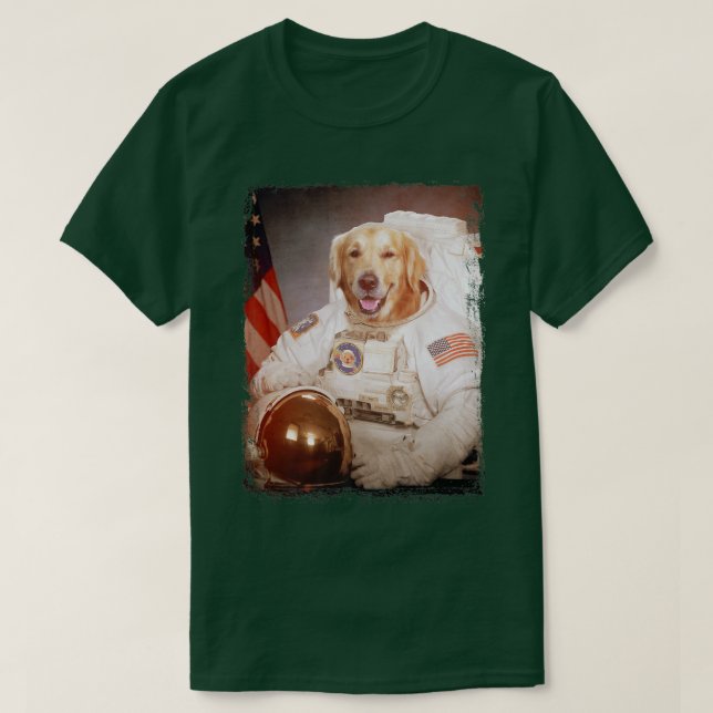 Funny Golden Retriever Astronaut Space Mission Ast T-Shirt (Design Front)