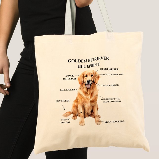 Funny Golden Retriever  Blueprint Tote Bag (Creator Uploaded)