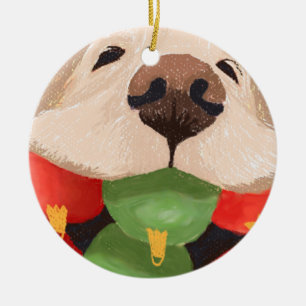 Funny Golden Retriever Christmas Balls Mouth Ceramic Tree Decoration