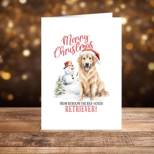 Funny golden retriever Christmas Happy Holidays Holiday Card