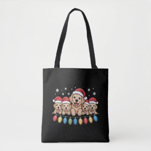 Funny Golden Retriever Christmas Puppy Dog  Tote Bag
