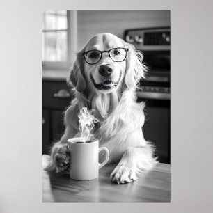 Funny Golden Retriever Coffee Print Dog Lover