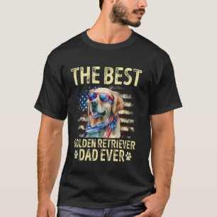 Funny Golden Retriever Dad Dog Lovers American Fla T-Shirt