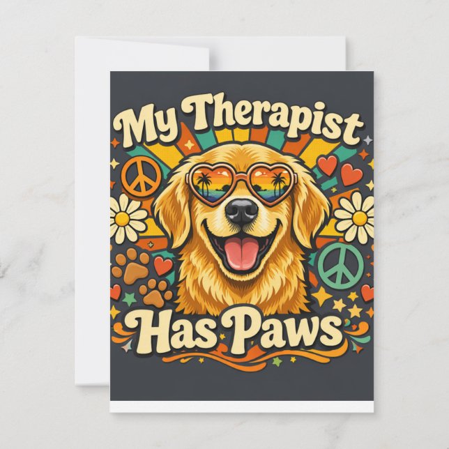Funny Golden Retriever Dog  Card (Back)