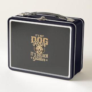 Funny Golden Retriever Dog Hair Glitter Metal Lunch Box