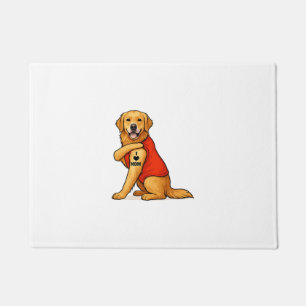 Funny golden retriever Dog I Love Mum Tattoo Lover Doormat