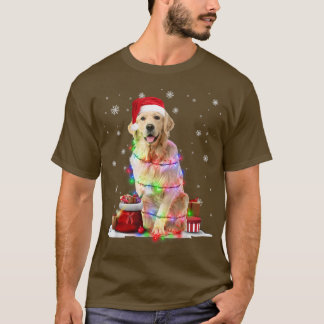 Funny Golden Retriever Dog Tree Christmas Lights X T-Shirt
