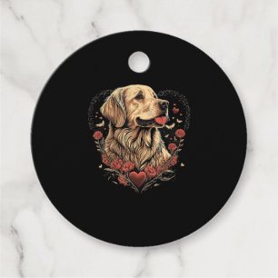 Funny Golden Retriever Dog Valentine Day Favour Tags