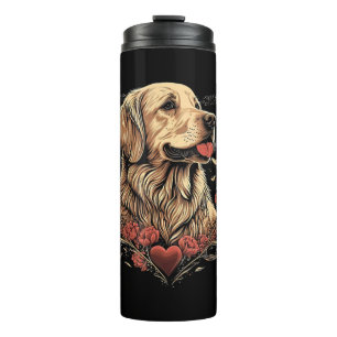 Funny Golden Retriever Dog Valentine Day Thermal Tumbler