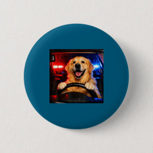 Funny golden retriever driving meme dog driving a 6 cm round badge