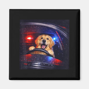 Funny golden retriever driving meme dog driving a magnet