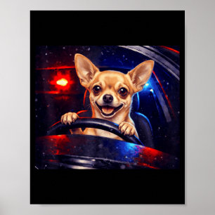 Funny golden retriever driving meme dog driving a poster