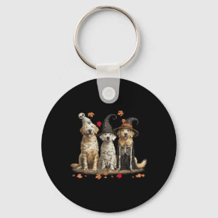 Funny Golden Retriever Ghost Dogs Halloween For Key Ring