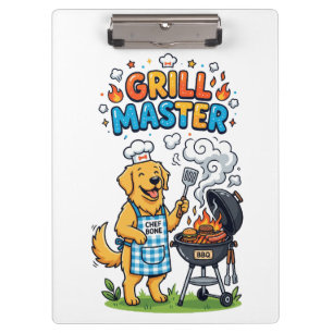 Funny Golden Retriever Grill Master BBQ Graphic Clipboard