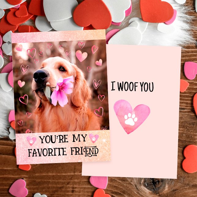 Funny Golden Retriever I Woof You Valentine's Day  Holiday Card (Creator Uploaded)