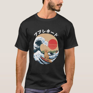 Funny Golden Retriever Japanese Kanagawa Wave T-Shirt